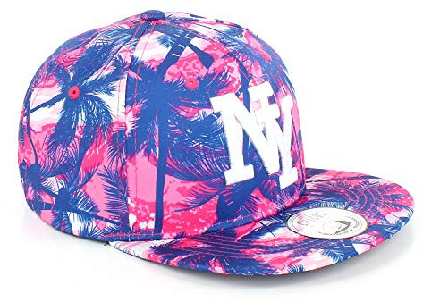 JOHNNY CHICOS Sommer Snapback Schirmmütze Mütze Kappe Cap Flower Blumen One Size Verstellbarer Verschluss Unisex Vintage Snapback Schirmmütze Mütze Kappe USA Hawaii Beach (Palm-Blue)