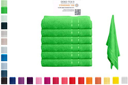 Mixibaby 6er Badetuchset Badetuch Badetücher 100cm x 150cm Frottee 100% Baumwolle 500g/qm, Farbe:Apfelgrün