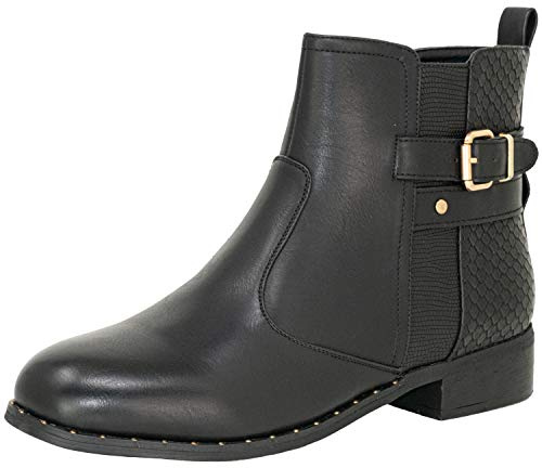 Fitters Footwear That Fits Dames Botte de Cheville Sabrina PU Bottine avec Boucle et Talon carré (EU,)