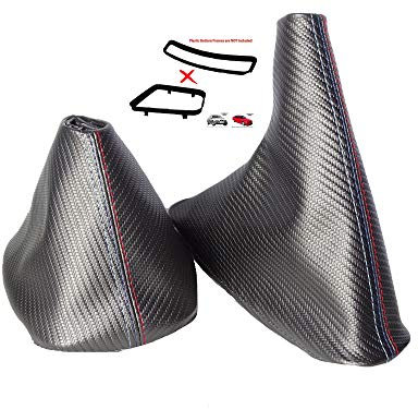 The Tuning-Shop Ltd BMW E36 E46 Serie 3 91-05 Set Schaltknauf + Handbremsmanschette schwarz mit M3 Optik Naht passgenau für das angegebene Modell - Nicht universal