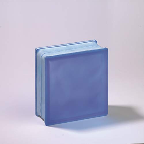 Bloc en verre Lux Glass bleu marine ondulé satiné 2 faces | cm 19 x 19 x 8 | Unité de vente 1 boîte de 6 pièces