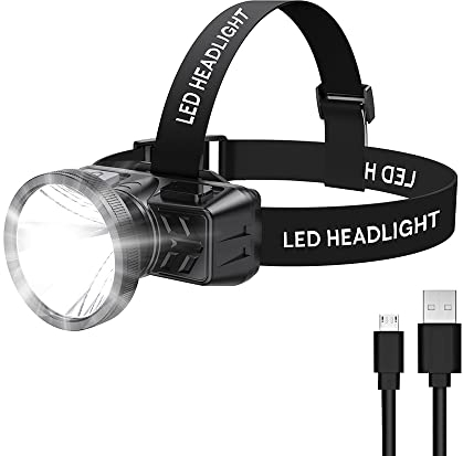 Linterna frontal recargable, foco LED portátil de 4 modos, súper brillante, ajustable, 90 grados, impermeable, faro delantero para adultos, camping, caza, senderismo, correr, pesca