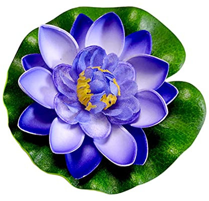 Anawakia 5 Stück Künstliche Pflanzen Teichpflanzen Lotus künstliche lotusblüte Lotusblatt Seerose künstliche Blumen Wasserlilie Schwimmend Lotusblüte Simulation Seerose 10 cm (Blau)
