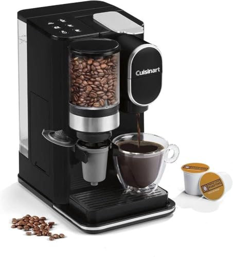 CUISINART DGB-2 Cafetera Monodosis y Molinillo de Café, 3 Tamaños de Bebida ( 8, 10, 12 oz), Negra Enchufe US