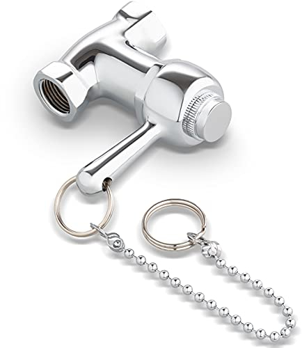 RAEFLOW Vanne de douche à fermeture automatique, chromée, raccord FIP 1/2, robinet à globe, 3 ports, chaîne de tirage, utilisation extérieure/intérieure