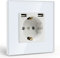 BSEED USB Steckdose Weiß Schuko Steckdose mit USB Anschluss (Max. 2.1A) Unterputz Steckdose Glas Schutzkontakt-Steckdose Ladegerät für Handys, Laptops etc