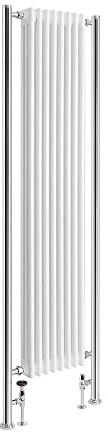 MILANO White Cast Iron Style Vertical Column Radiator Chrome Pipes 2030x545