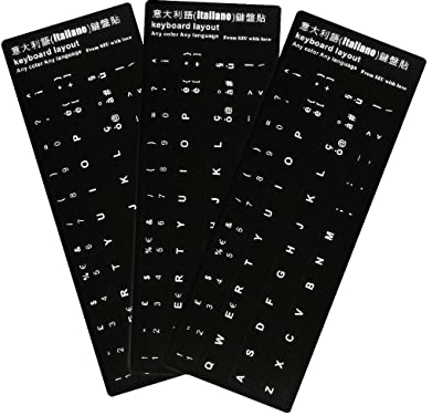 3pcs Italian Tastaturaufkleber, universeller schwarzer Aufkleber, Computer -Tastaturaufkleber für eine schnellere Identifizierung von Tastaturen, Gute Klebrigkeit (Italian)