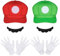 Aomig Kostüm Zubehör Mütze, Faschingkostüme Hüte mit Schnurrbärte Handschuhe, Super-Brüder Kostüm Hut Cap für Karneval Halloween Rollenspiel für Erwachsener Herren Damen(Rot und Grün)