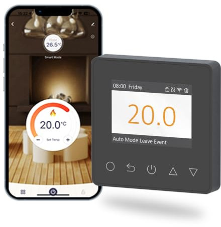 Digital Proframmable Thermostat for Electric Floor Heating Underfloor Heating Thermostat Smart Temperature Controller Black with WIFI