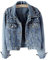 Beading Damen Denim Jacke Streetwear Nieten Langarm Top Perlen Lose Jeans Mantel Kleidung
