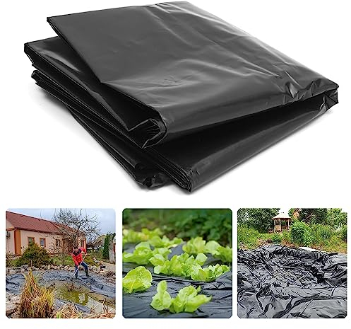 PALUDO 2 x 6M Plástico Invernadero Negro, Extra Gruesa Láminas de Polietileno de Efecto Invernadero de Plastico Cubretodo, Cubierta de Película Invernadero Plantas Jardín (125Mu / 500G)