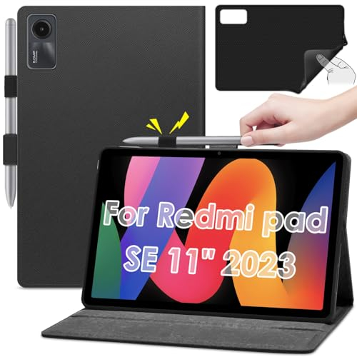 KATUMO Hülle für Xiaomi Redmi Pad SE 11 Zoll 2.Generation 2023 mit S Pen Halter,Innenausstattung aus weichem Samt&Ultra Dünn Premium PU Leder Business Stand Folio Cover Case mit Auto Aufwachen/Schlaf
