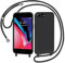 AOMYKE Coque pour iPhone 6 Plus/iPhone 7 Plus/iPhone 8 Plus avec Cordon, Collier Étui Silicone Liquide avec Tour de Cou Lanière en Corde Souple TPU Antichoc Housse - Noir