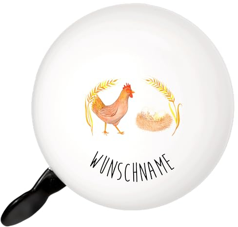 Mr. & Mrs. Panda klingel mit Namen Huhn Stolz - Personalisierte Geschenke, Bauernhof, Fahrradklingel, Geburt, Liebevoller Botschaft, Personalisiert, Schwangerschaft, Henne, Hof, Hahn, Hühner