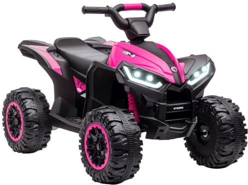 HOMCOM Quad Électrique Enfant 12 V 2 Moteurs 2 Vitesses 3-6 km/h Rose