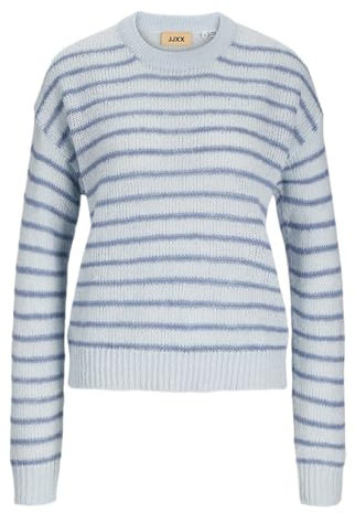 JJXX Damen JXPENELOPE Crew Neck Knit SN Strickpullover, Skyway/Stripes:/Coronet Blue, XS