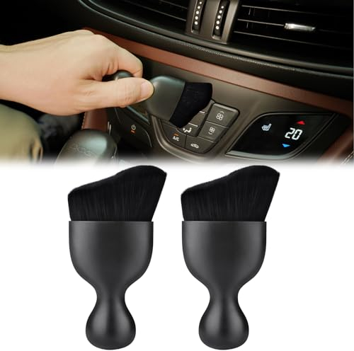URAQT Car Cleaning Brush, 2 Pcs Car Detailing Brushes, Interior Cleaning Brush, Soft Bristles Dust Removal Brushes, Auto Dash Duster Dirt Clean Tool for Dashboard, Engine, Air Vents, Household