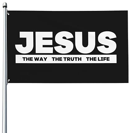 Jesus der Weg die Wahrheit das Leben Hausflagge 3x5 FT Flagge einseitig außen lebendige Farben lichtbeständig Banner Hof-Außendekoration