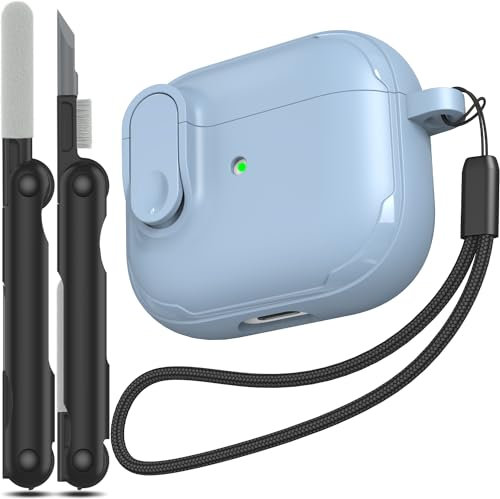 RFUNGUANGO Compatibile con custodia Cover airpods 3 generazione(2021),design anti-caduta, potente protezione contro le cadute, texture skin-friendly in TPU per cover airpods 3,Blu chiaro