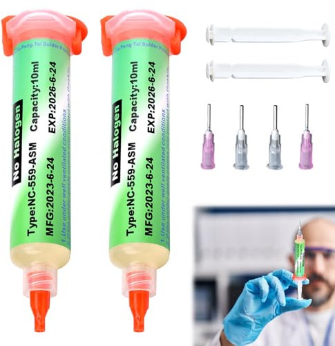 Siringa per Flusso Di Saldatura 2 Pezzi Flussante per Saldatura a Stagno Flussante Stagno No-Clean Paste per Saldatura Senza Piombo Flussanti per Saldatura Per BGA SMD PGA PCB Saldatura 10 ML