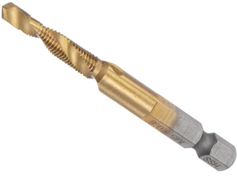 CoCud Combination Drill and Tap Bit, M5 x 0.8 Thread Size 1/4 Hex Shank, Titanium Coated High Speed Steel Long Tools - (Applications: for Aluminum Stainless Steel Plastic Long)