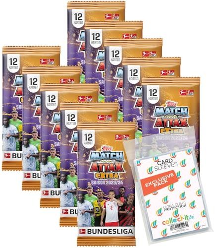 Bundle mit Topps Match Attax EXTRA Bundesliga 2023/24-10 Booster + Exklusive Collect-it Hüllen