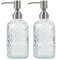 Funly mee Lot de 2 distributeurs de Savon en Verre pour Salle de Bain et Cuisine avec Pompe en Acier Inoxydable 304 antirouille Transparent