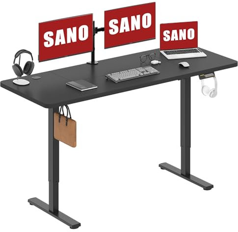 SANODESK 160x60cm Electric Standing Desk Height Adjustable Standing Desk Sit Stand Desk Home Office Desk with Memory Smart Pannel Splice Board
