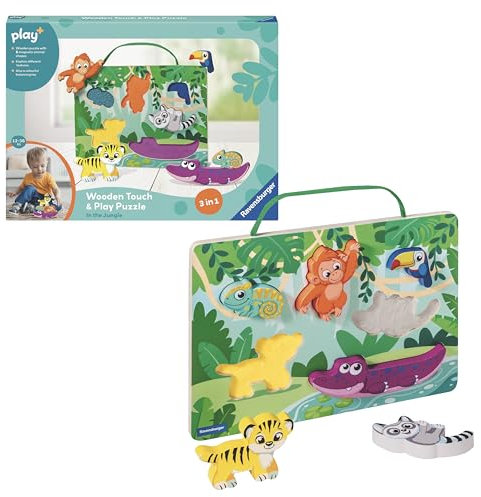 Ravensburger Play+ In The Jungle Touch & Play Wooden Puzzle for Toddlers Age 1 Year Old - Infant Toys and Gifts