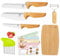 Kibbidea 11 Pièces Kit Couteau de Cuisine pour Enfants, Couteaux Sécurisé bois pour enfants, Acier Inoxydable, couper et cuire des fruits ou légumes, Couteau Enfant Cuisine 3 ans