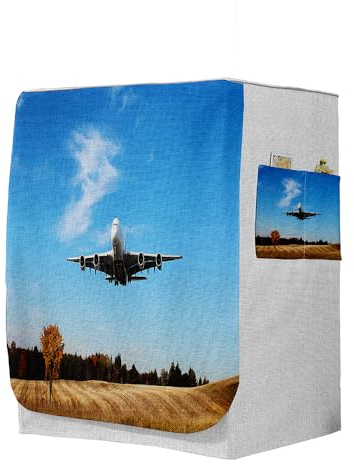 Highdi 3D Funda de Lavadora Cubierta, Secadoras de Carga Frontal Protector Exterior Cubierta a Prueba de Polvo (Capacité L 10.5~12kg,Avión 4)