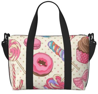 CRPPSYYR Blaue Camo bedruckte Handtasche Damen Handtasche faltbar Strandtasche, Süßer Lollipop-Cupcake, Einheitsgröße