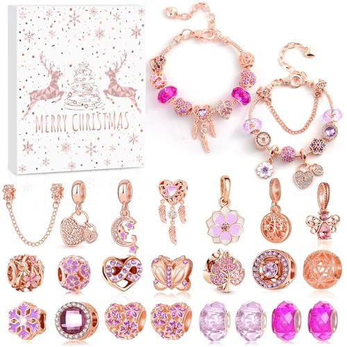 Adventskalender 2024 Mädchen Schmuck, Charm Armband Adventskalender 2024 Teenager Mädchen Weihnachtskalender Adventskalender Adventskalender Mädchen 6 7 8 9 10 Jahre
