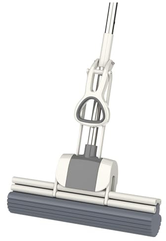 Sunicon Balai éPonge LéGer Et Multifonctionnel, avec Manche en Acier Inoxydable, Longueur De Manche RéGlable, éPonge Absorbante RéUtilisable en PVA