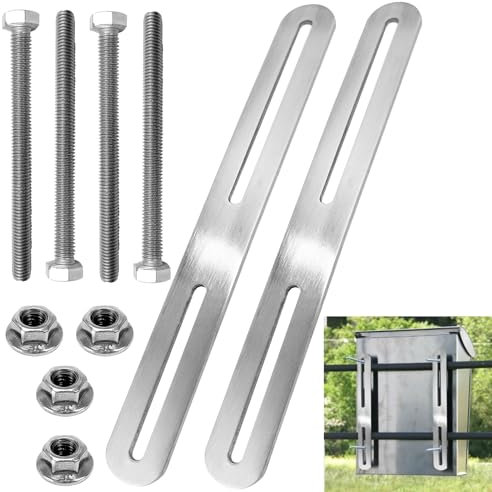 2 Stück Befestigungsset für Zaunbriefkasten,Zaunbefestigung Briefkasten Befestigung 215 x 24mm,Zaunbefestigung für Briefkästen Befestigungsset für Briefkasten Zaunmontage,Mit 4 M5-Schrauben(Silbrig)