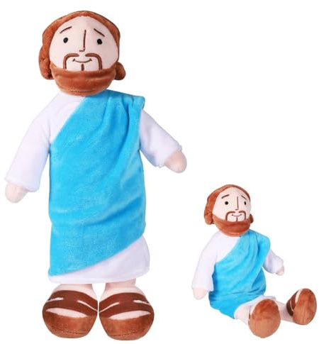 Jesus Puppe,33 Cm Jesus Kuscheltier,Jesus Plüschfigur（Blau),Christus Religiöser Retter Jesus Plüsch Puppe, My Friend Jesus Plush