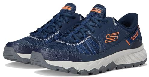 Skechers Dynamite at Escapar Hands Free Slip-in, Zapatillas Hombre, Navy Leather/Textile/Orange Trim, 43 EU
