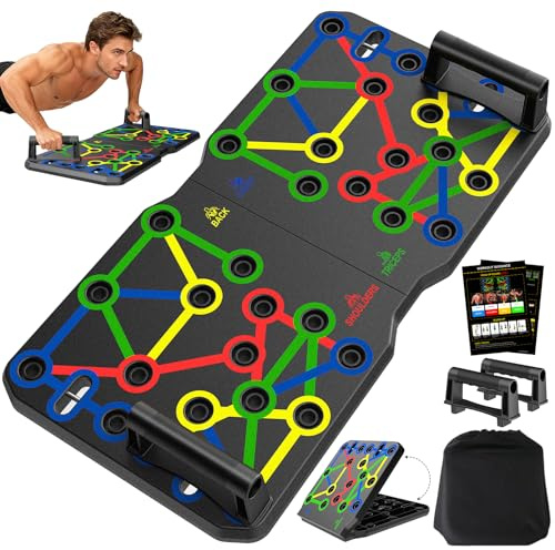 AERLANG Push Up Board, Foldable Fitness Training System 20 in 1 Multi Functional Home Gym Equipment for Upper Body Strength Training Burn Fat Sculpt Shoulders Chest Back Triceps