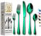 Emerald Green Mirror Finished Cutlery Set, Green Knife and Fork Sets, Perfect Christmas Dinner Set, Dinner Set for 4 People, Elegant Tableware, Dishwasher Safe Stainless Steel Cutlery - 20pcs Set.