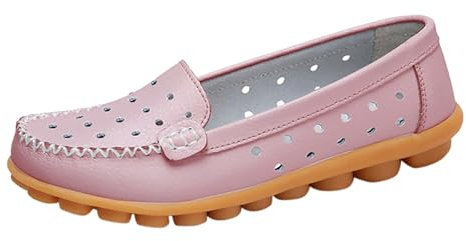 Scarpe da donna estive in pelle cava casual comode leggere antiscivolo antiscivolo su scarpe da mamma stivali corti, rosa, 40 EU
