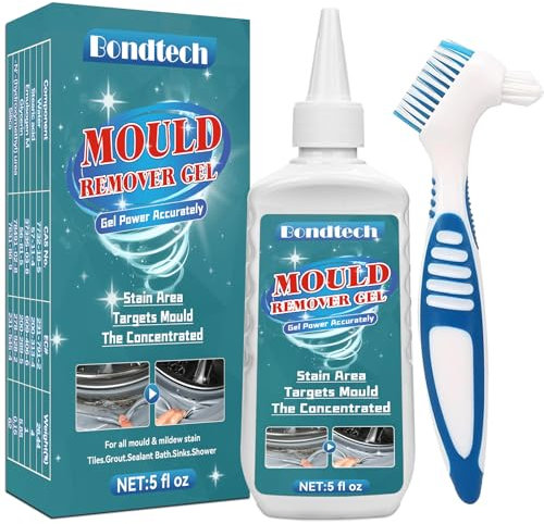 Mould Remover Gel, Household Mould and Mildew Remover and Cleaner for Black Washing Machine, Kitchen, Bathroom Sink, Tile, Grout, Stains, 5 fl oz
