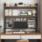 Bookshelf and Accessories Storage Display Rack for Home Office Dorm - White Desk Hutch, Ladder Desktop Shelf for Office Supplies