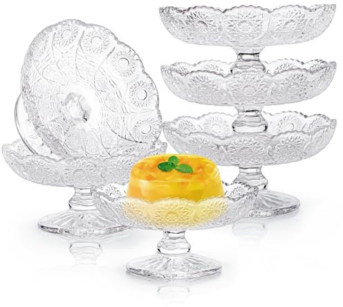 Nagpew Confezione da 6 mini piatti in vetro per torte, 10,2 cm, per matrimoni, quadrati, vintage, per dessert, cupcake, biscotti, gelati, caramelle