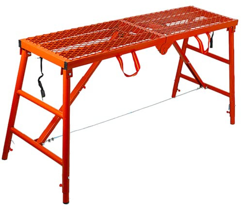 Tragbarer klappbarer Arbeitsbühne, Gerüstturm, Leiter, Hocker mit 400 kg Tragkraft, verzinkter Stahl, Mehrzweck-Gerüst, Ausrüstung für orangefarbene Farben