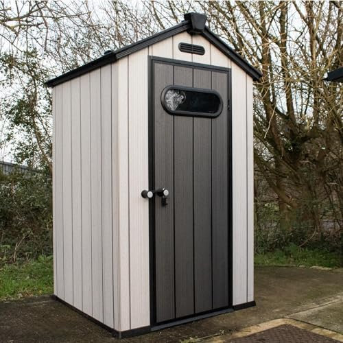 BPS Grand Outdoor Apex Garden Plastic Storage Shed 4 x 6ft Grey | All Weather Resistant | Zero Maintenance | Easy Assembly | Built In Floor