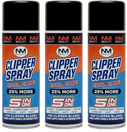 Clipper Spray Cool Care 5 IN ONE For Clipper Blades by NM Beauty (Cleaner/Disinfectant/Coolant/Lubricant/Anti-Dust) 500g (Pack of 3)