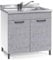 Linea Azzurra Sottolavello 80 Solo Mobile Cucina con 2 Ante in Legno Made in Italy H85xL80xP50cm Facile da Montare (Vasca a Destra, Cemento)