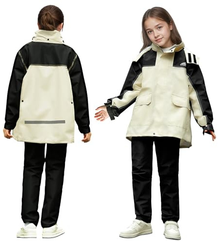 Baogaier Trajes de Lluvia de Dos Piezas para Niño Niñas, 11-12 años Beige