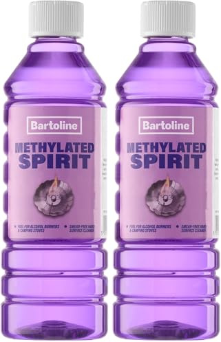 Bartoline Methylated Spirit 500ml – Premium Fuel for Alcohol Burners & Stain Remover for Hard Surfaces (Pack of 2)